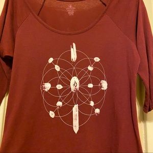 Volcom Stone Crystal Grid Scoop Neck Top in Maroon